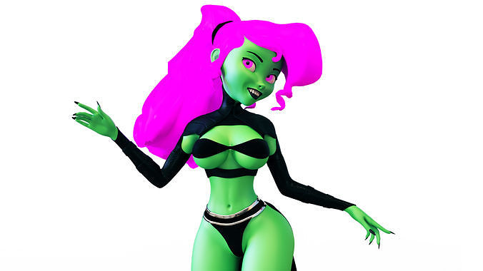 Cartoon Witch Low-poly 3D model