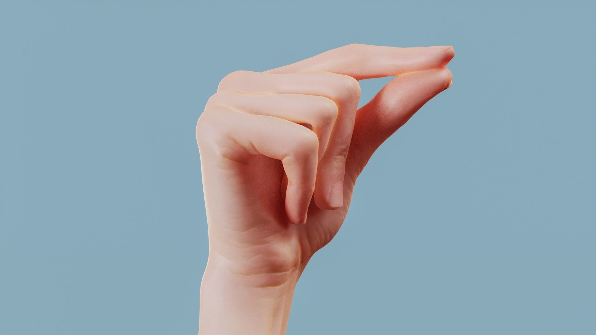 22 Photorealistic Single Female Hand Poses 3D Model Collection_7