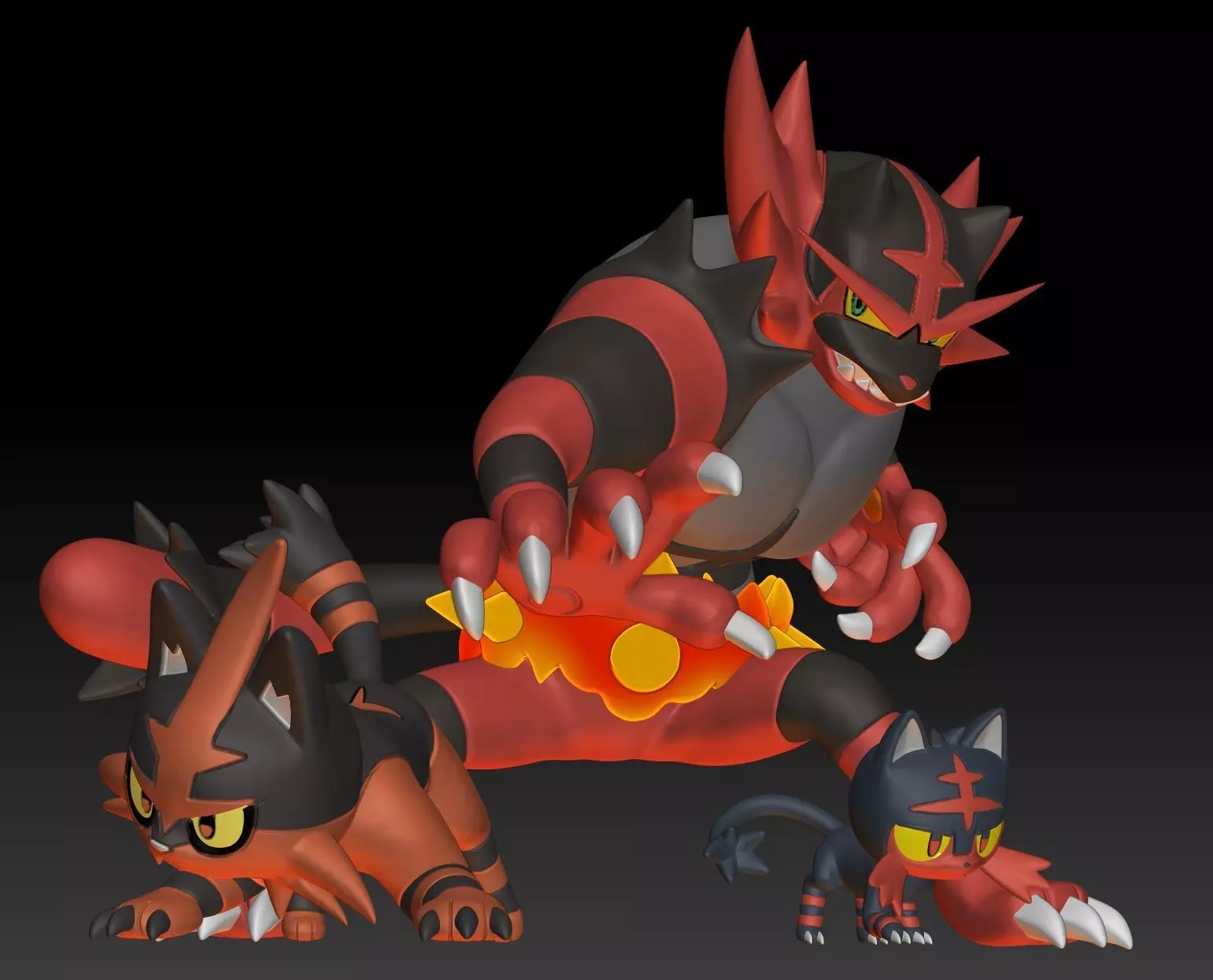 Pokemon Litten Torracat Incineroar 3D print model_0