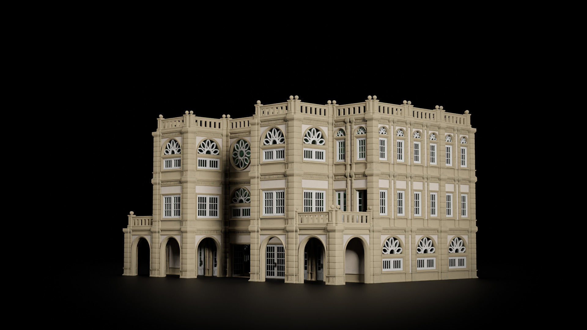 CLASSIC EUROPEAN KITBASH MODULAR BUILDING WITH INTERIOR PACK 3D Model Collection_9