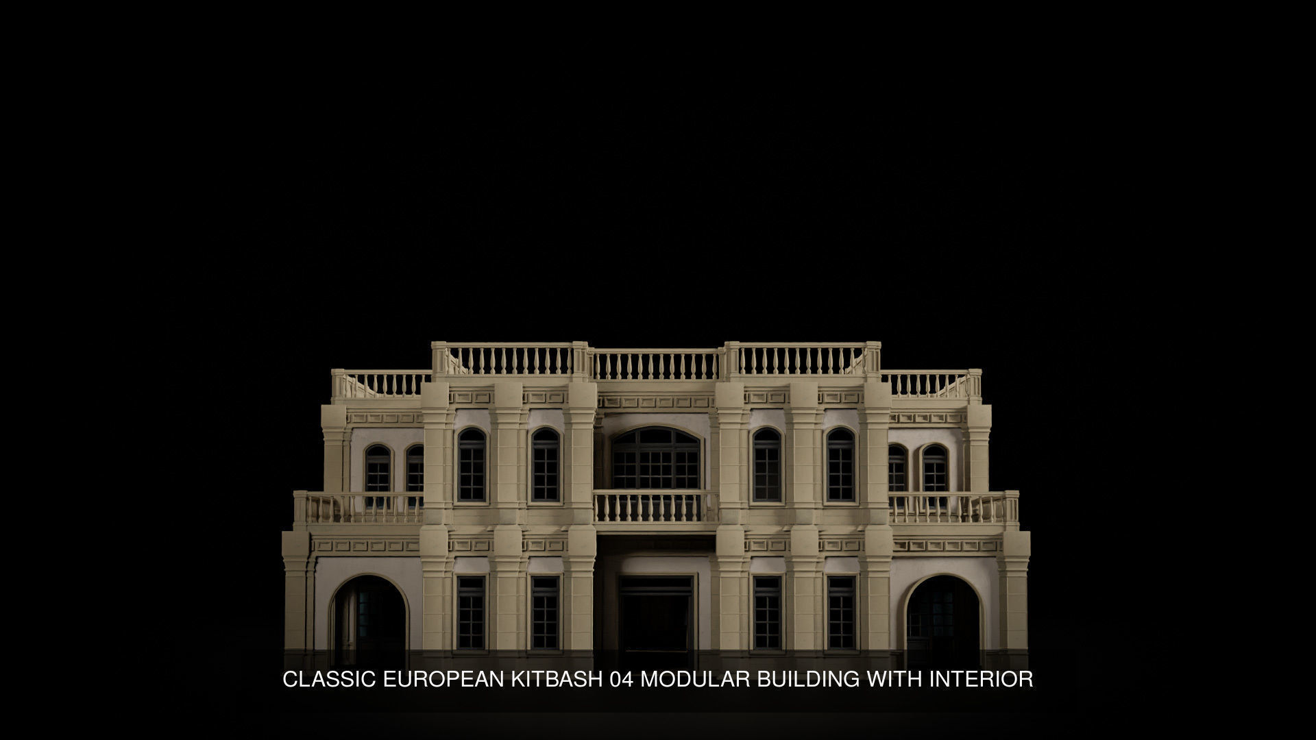 CLASSIC EUROPEAN KITBASH MODULAR BUILDING WITH INTERIOR PACK 3D Model Collection_5