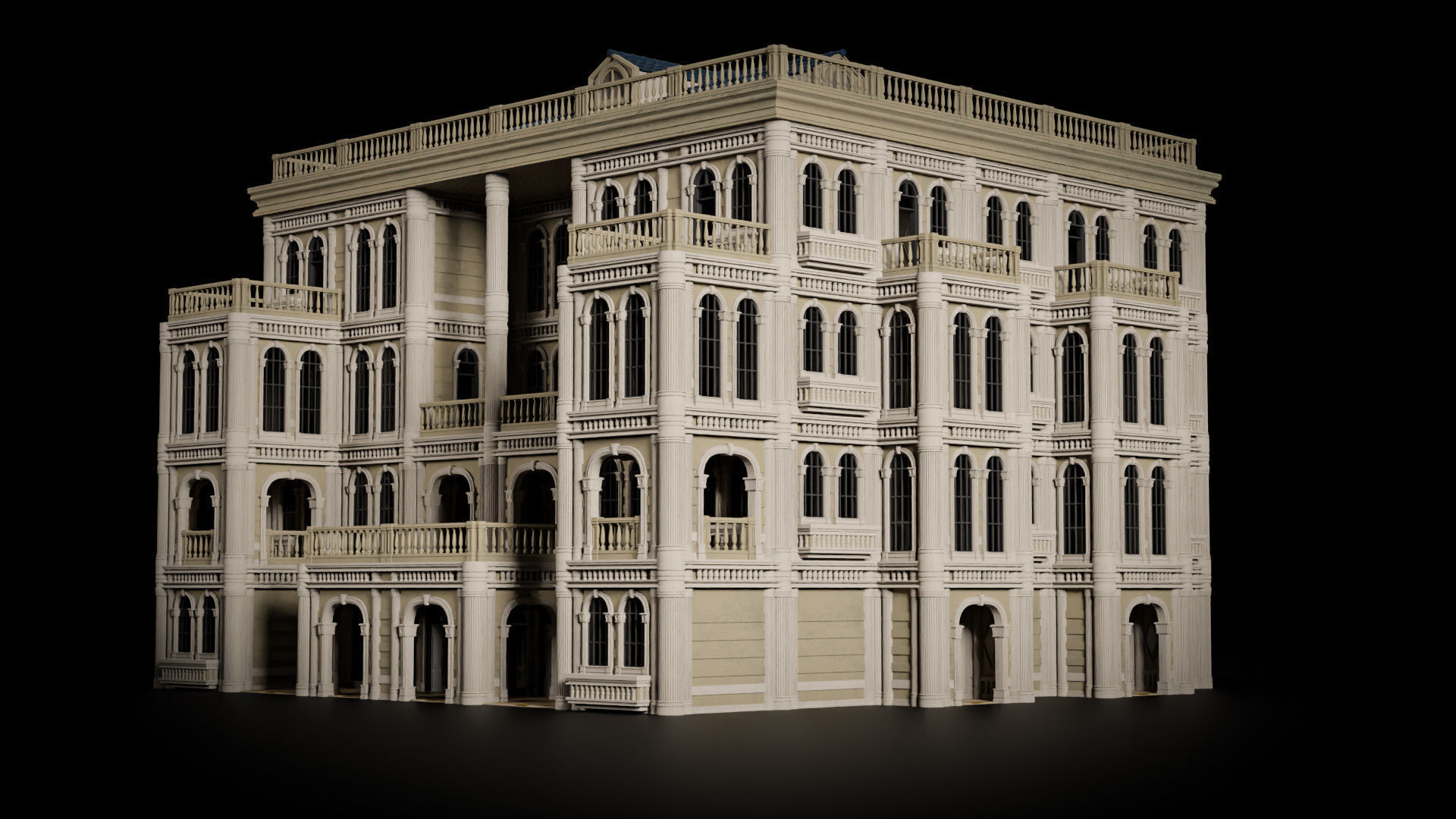 CLASSIC EUROPEAN KITBASH MODULAR BUILDING WITH INTERIOR PACK 3D Model Collection_13