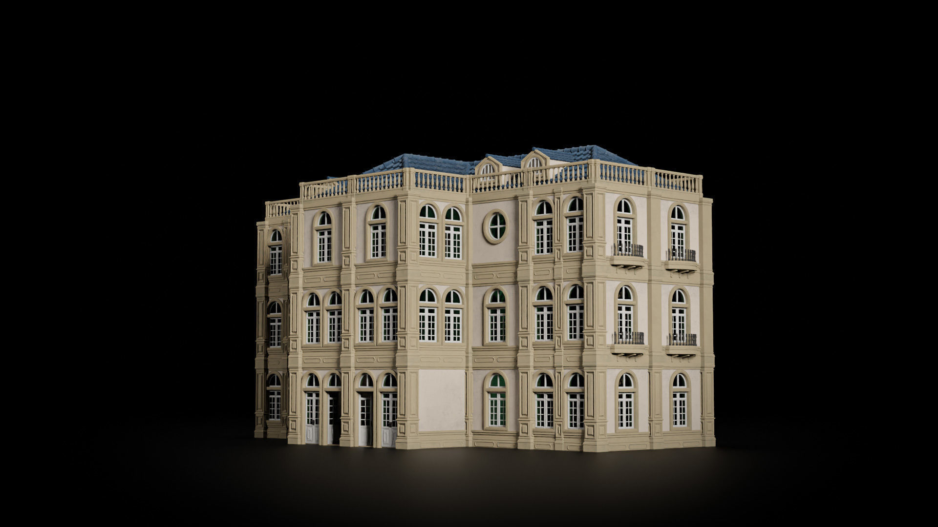 CLASSIC EUROPEAN KITBASH MODULAR BUILDING WITH INTERIOR PACK 3D Model Collection_10