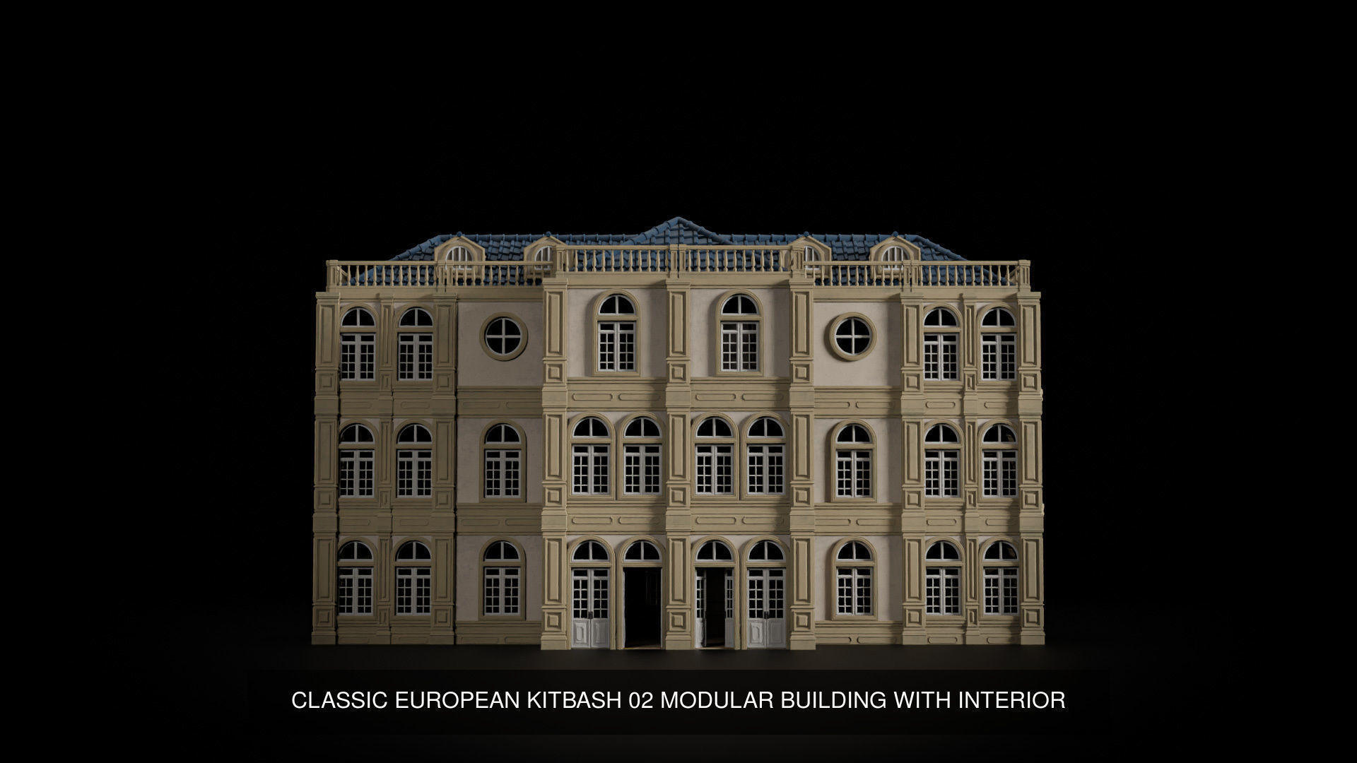 CLASSIC EUROPEAN KITBASH MODULAR BUILDING WITH INTERIOR PACK 3D Model Collection_3