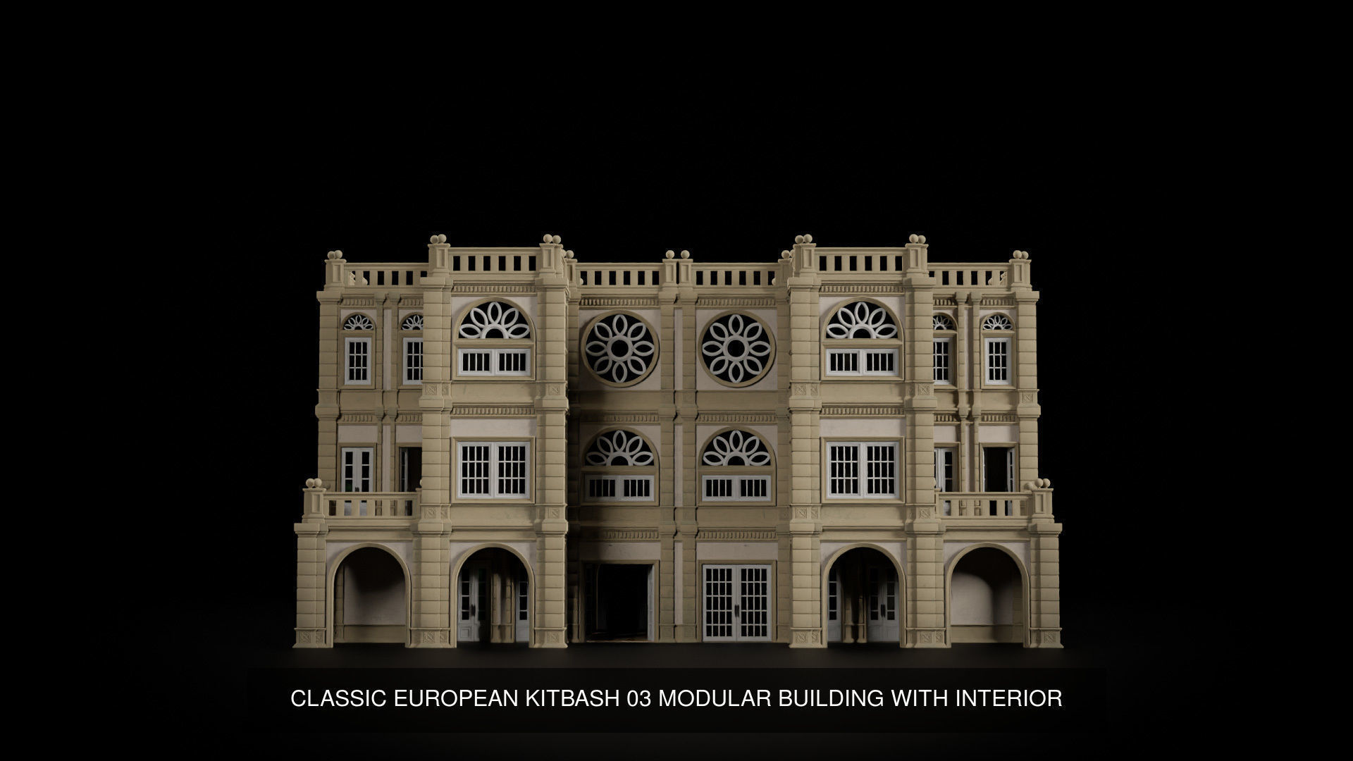 CLASSIC EUROPEAN KITBASH MODULAR BUILDING WITH INTERIOR PACK 3D Model Collection_4
