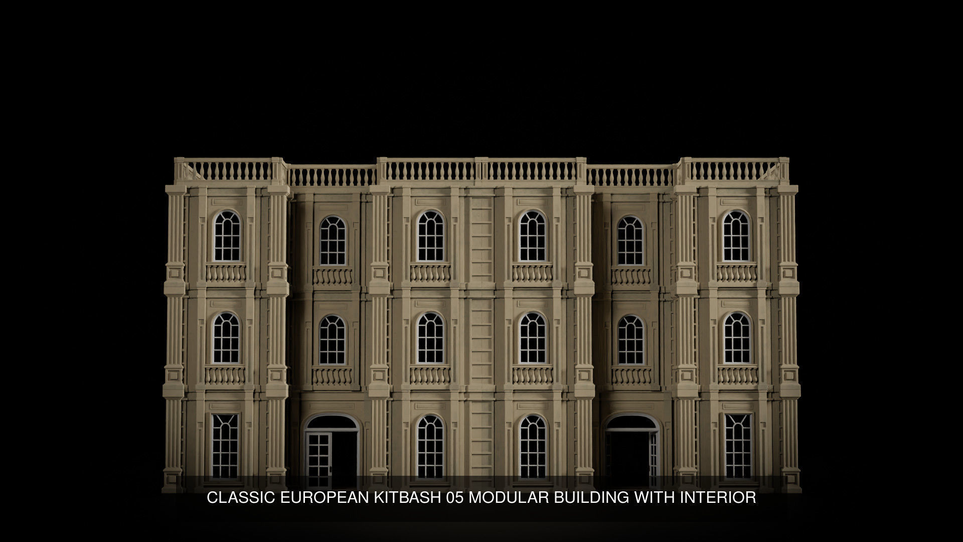 CLASSIC EUROPEAN KITBASH MODULAR BUILDING WITH INTERIOR PACK 3D Model Collection_6