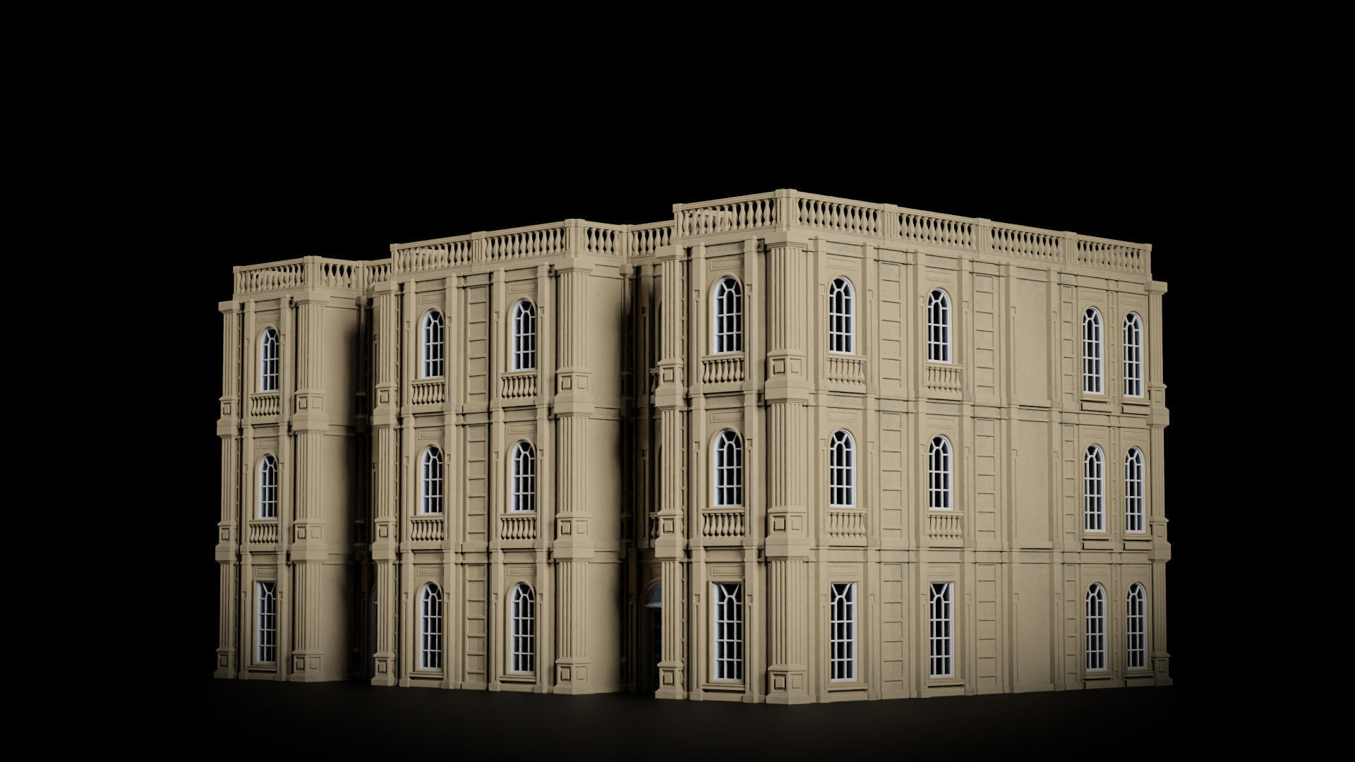 CLASSIC EUROPEAN KITBASH MODULAR BUILDING WITH INTERIOR PACK 3D Model Collection_12