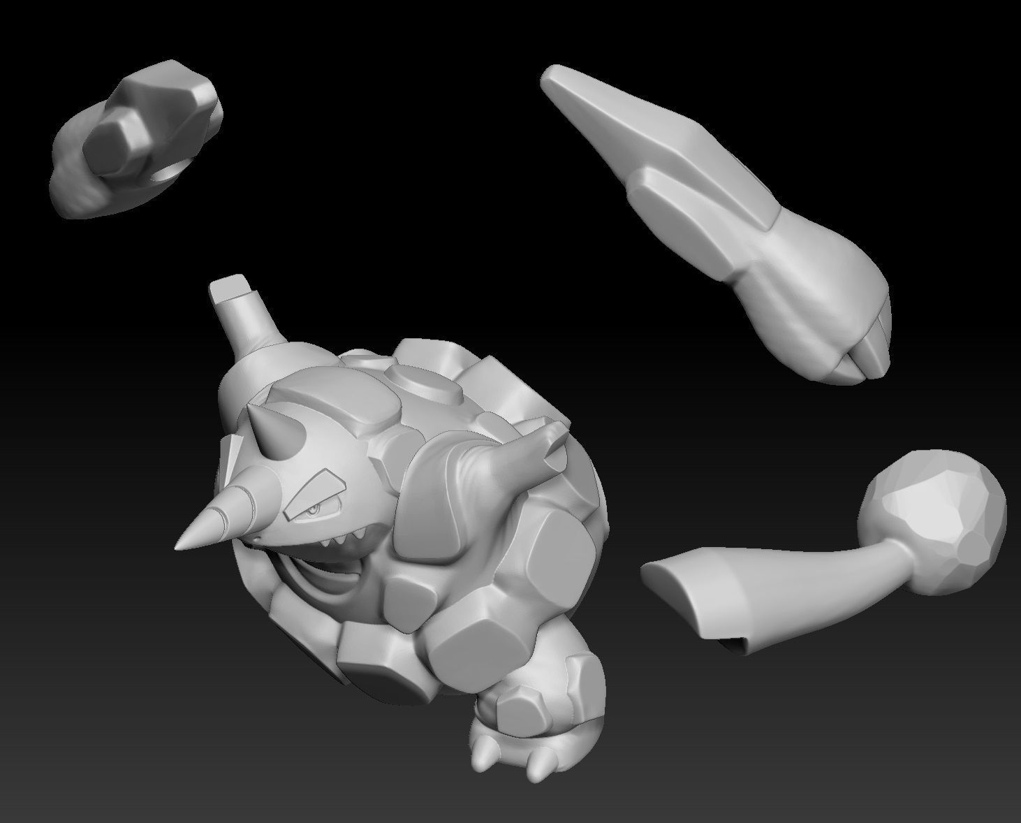 Pokemon Rhyhorn Rhydon Rhyperior 3D print model_5