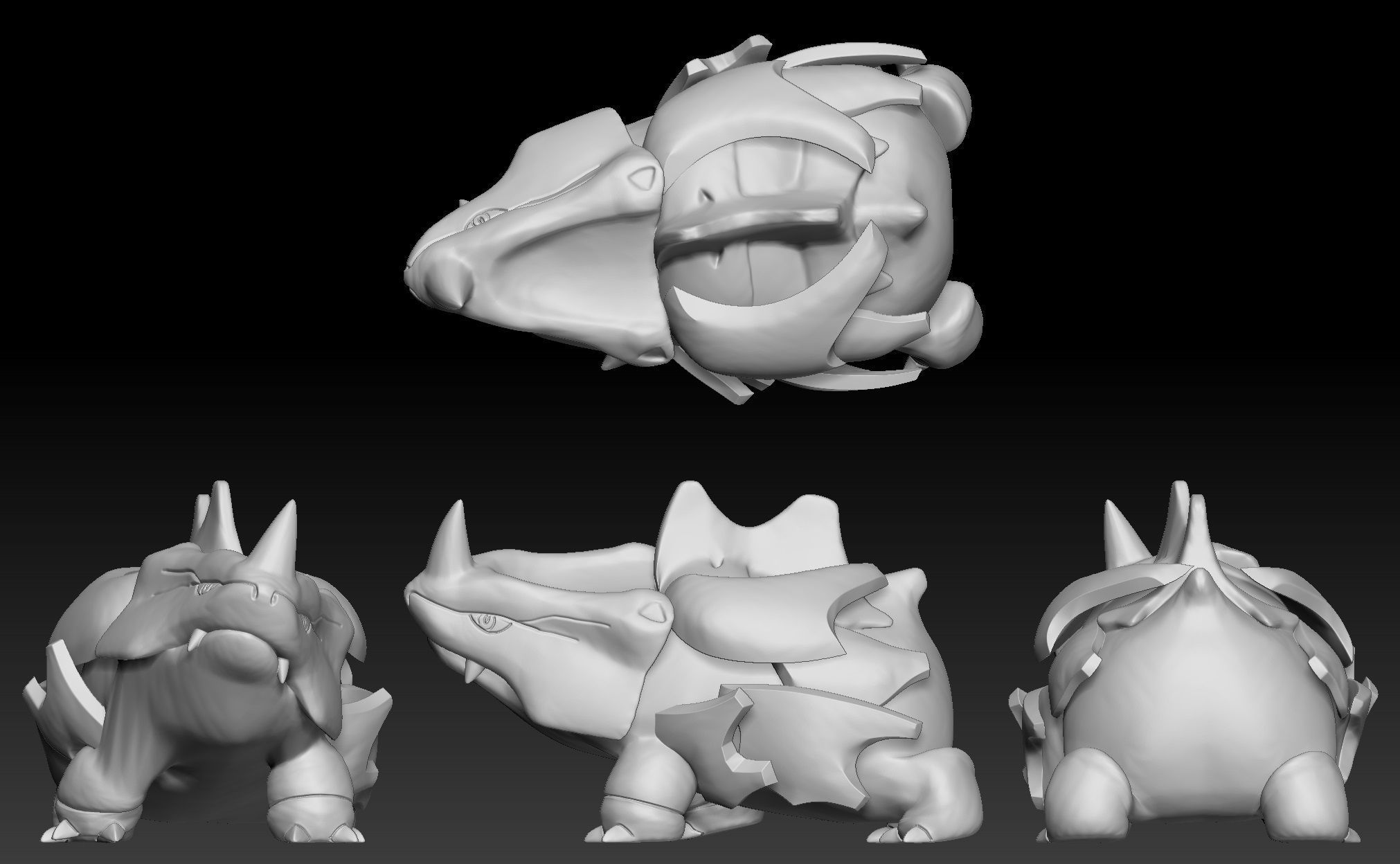 Pokemon Rhyhorn Rhydon Rhyperior 3D print model_1