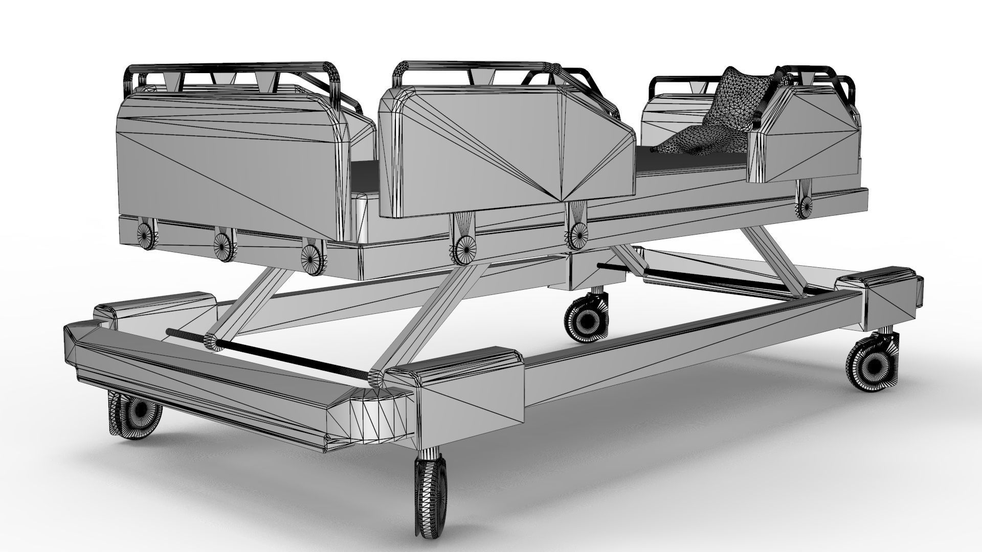 Hospital Bed 3D model_9