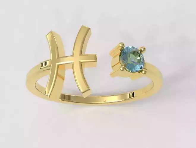 Zodiac Ring - Pisces 3D print model