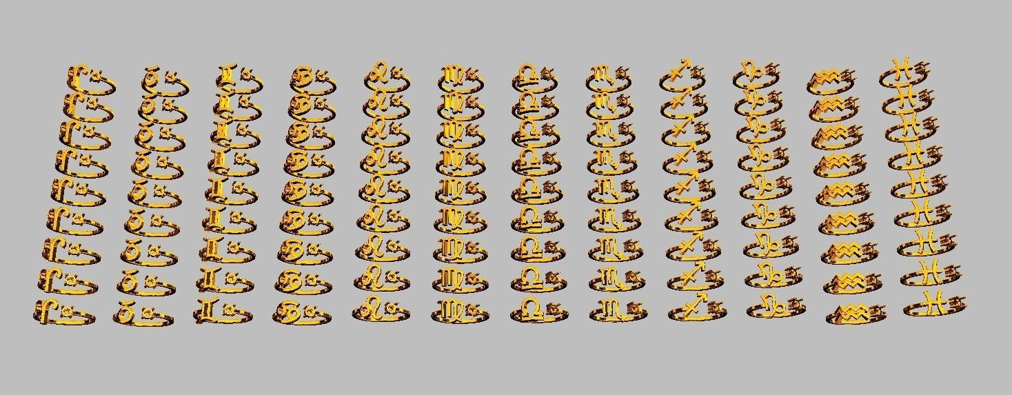 12 Zodiac Rings 3D Model Collection_15
