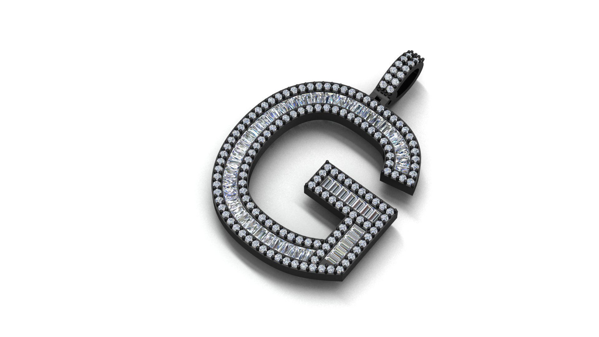 alphabets pendent initial pendent 3D print model_3