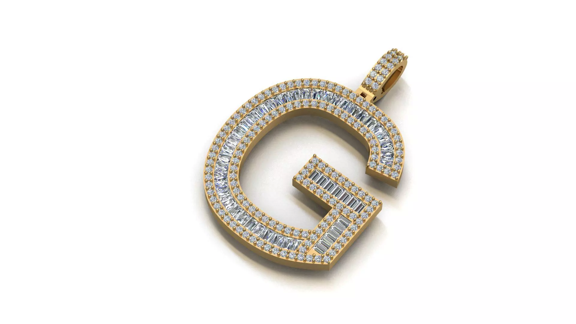 alphabets pendent initial pendent 3D print model_0