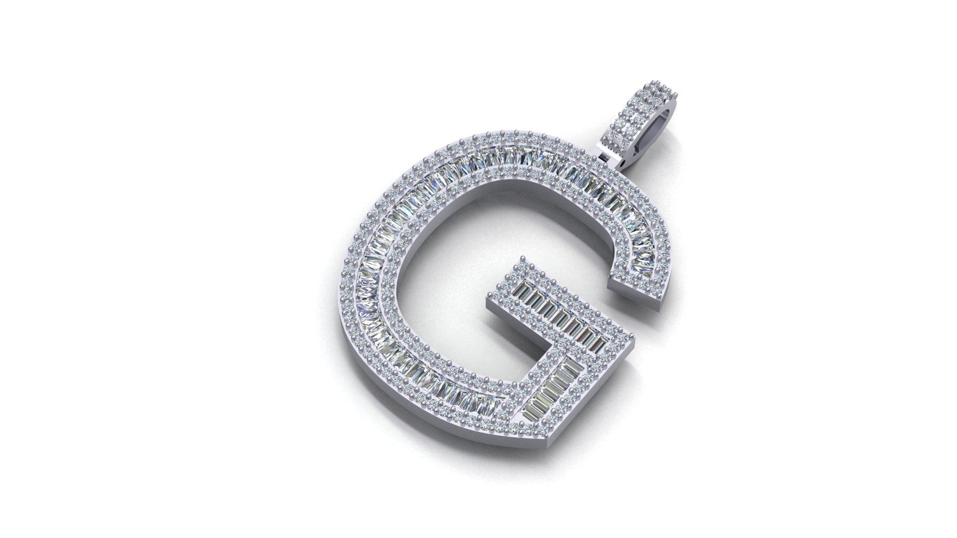 alphabets pendent initial pendent 3D print model_2