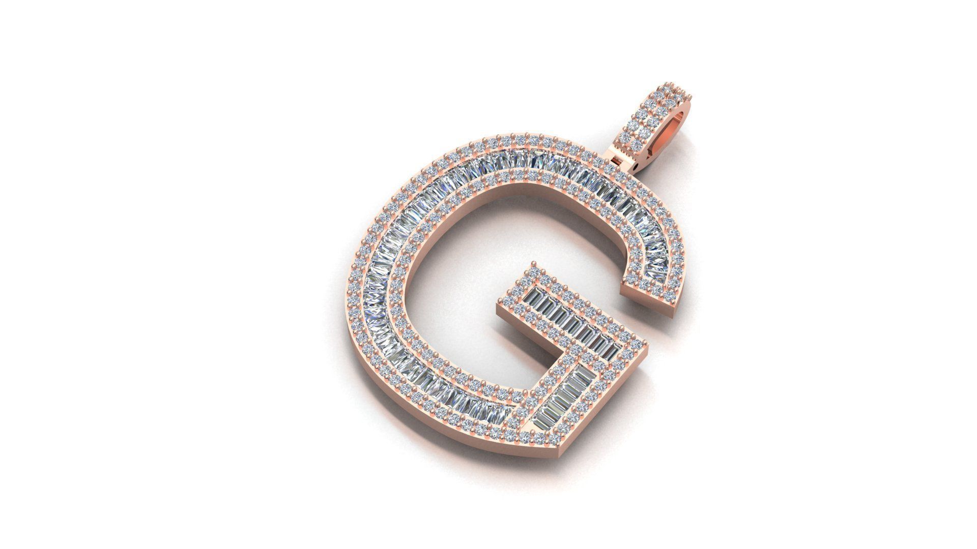 alphabets pendent initial pendent 3D print model_1