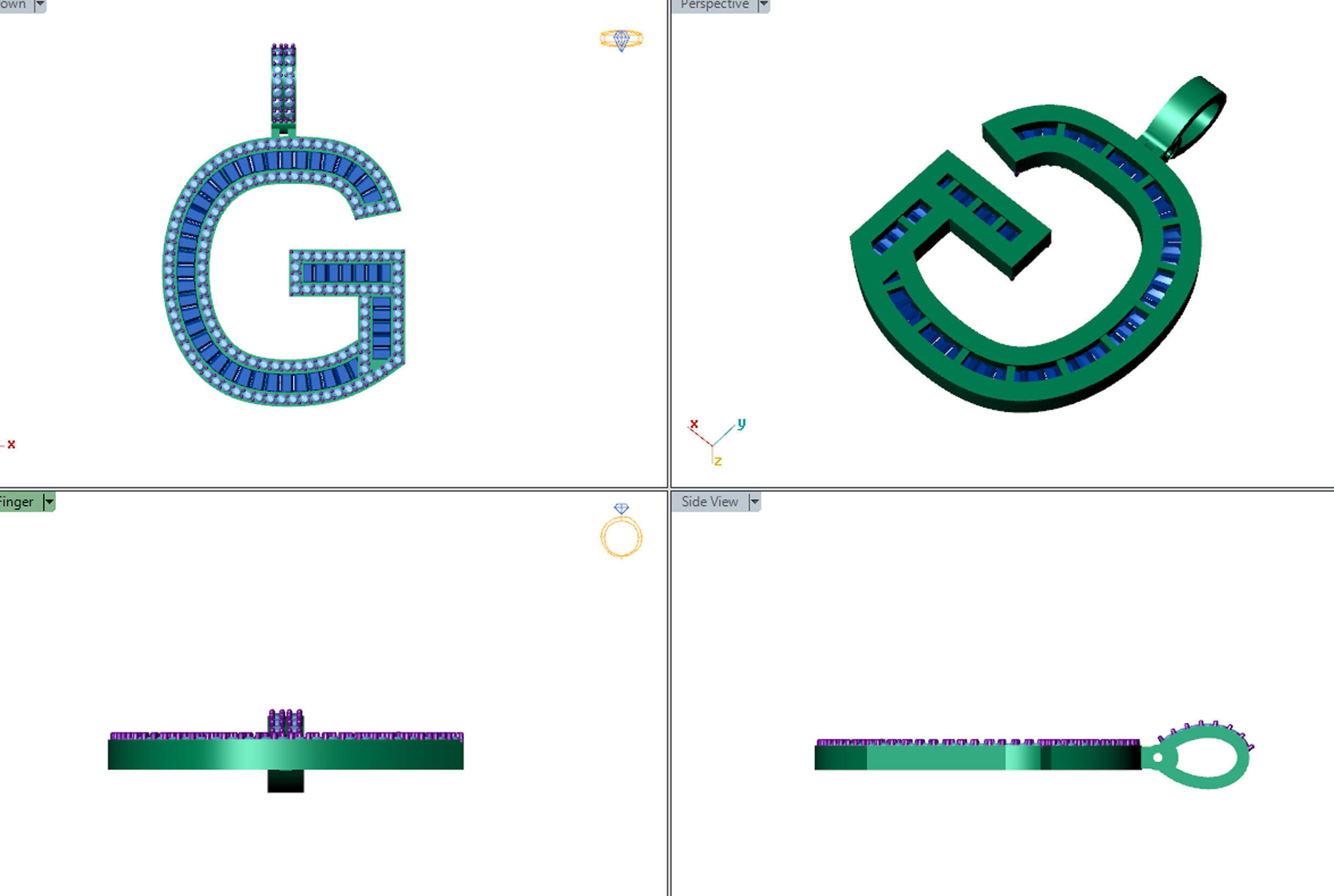 alphabets pendent initial pendent 3D print model_5