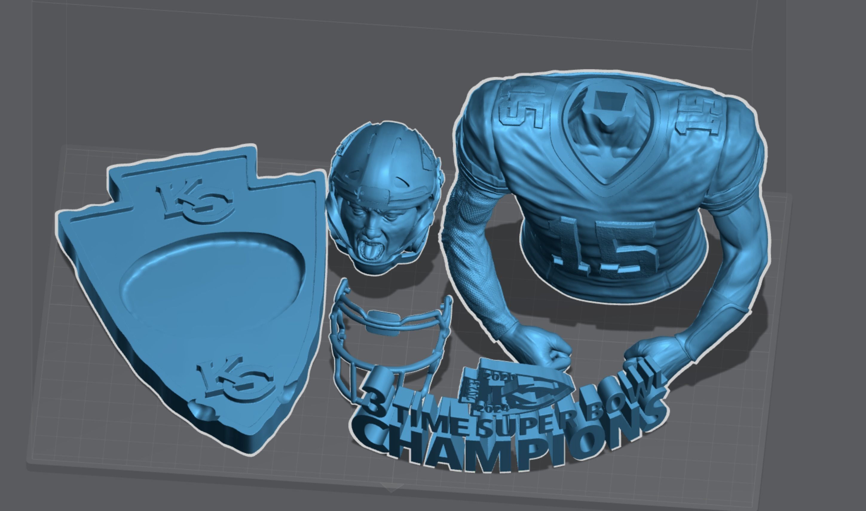 3 Time Super Bowl Champion Patrick Mahomes PART II 3D print model_9