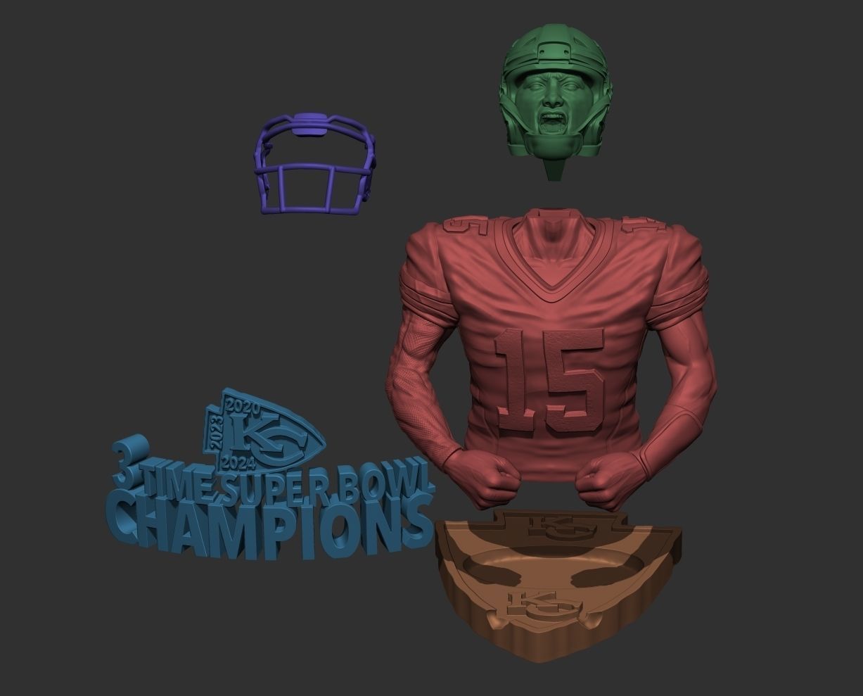 3 Time Super Bowl Champion Patrick Mahomes PART II 3D print model_10