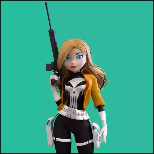Lynn Michaels Punisher Cartoon Style Low-poly 3D model