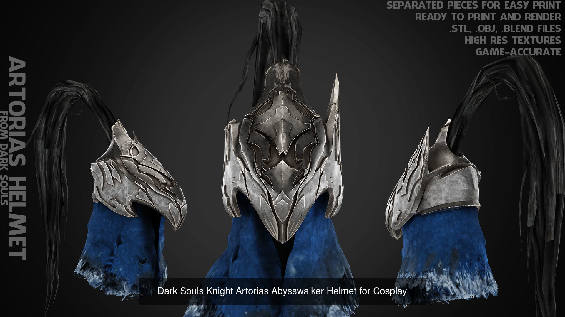 Dark Souls Knight Artorias Armor and Greatsword for Cosplay 3D Model Collection_5