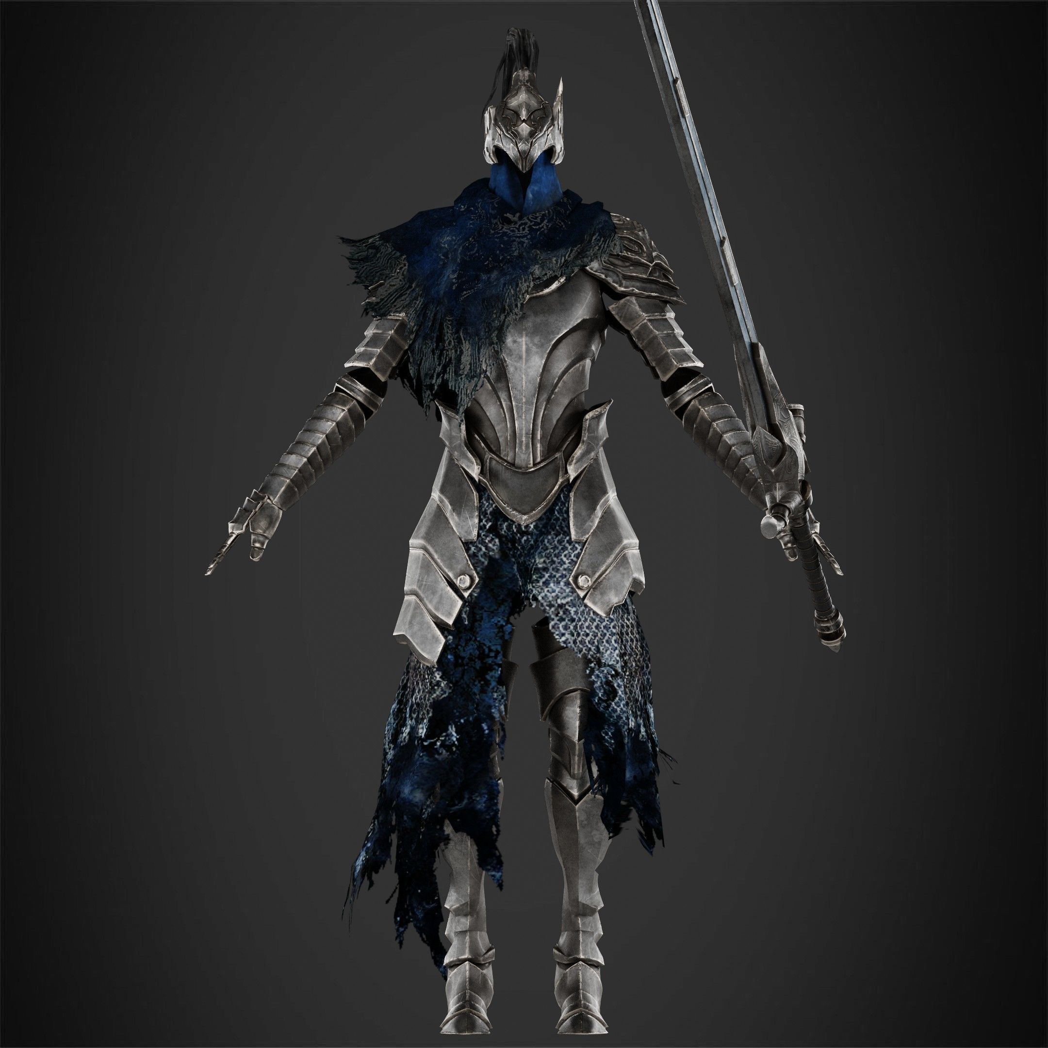 Dark Souls Knight Artorias Armor and Greatsword for Cosplay 3D Model Collection_7