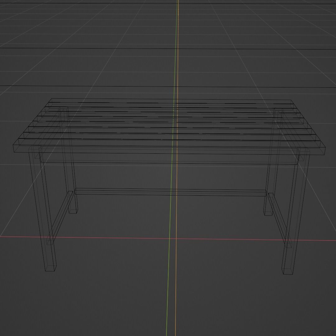Old Table Low-poly 3D model_2