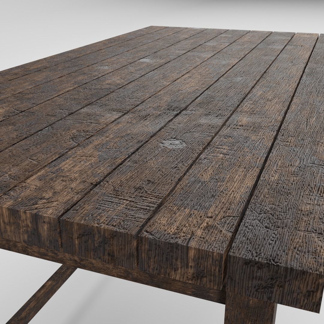 Old Table Low-poly 3D model_5
