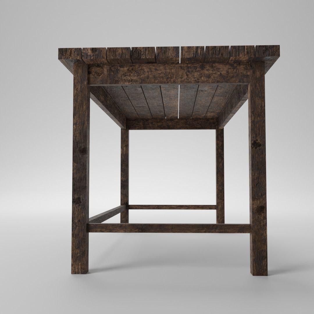 Old Table Low-poly 3D model_8