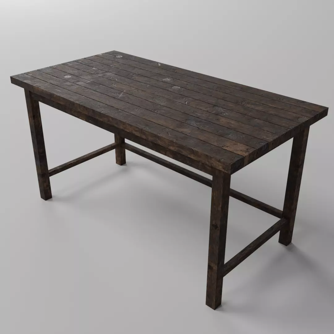 Old Table Low-poly 3D model_0