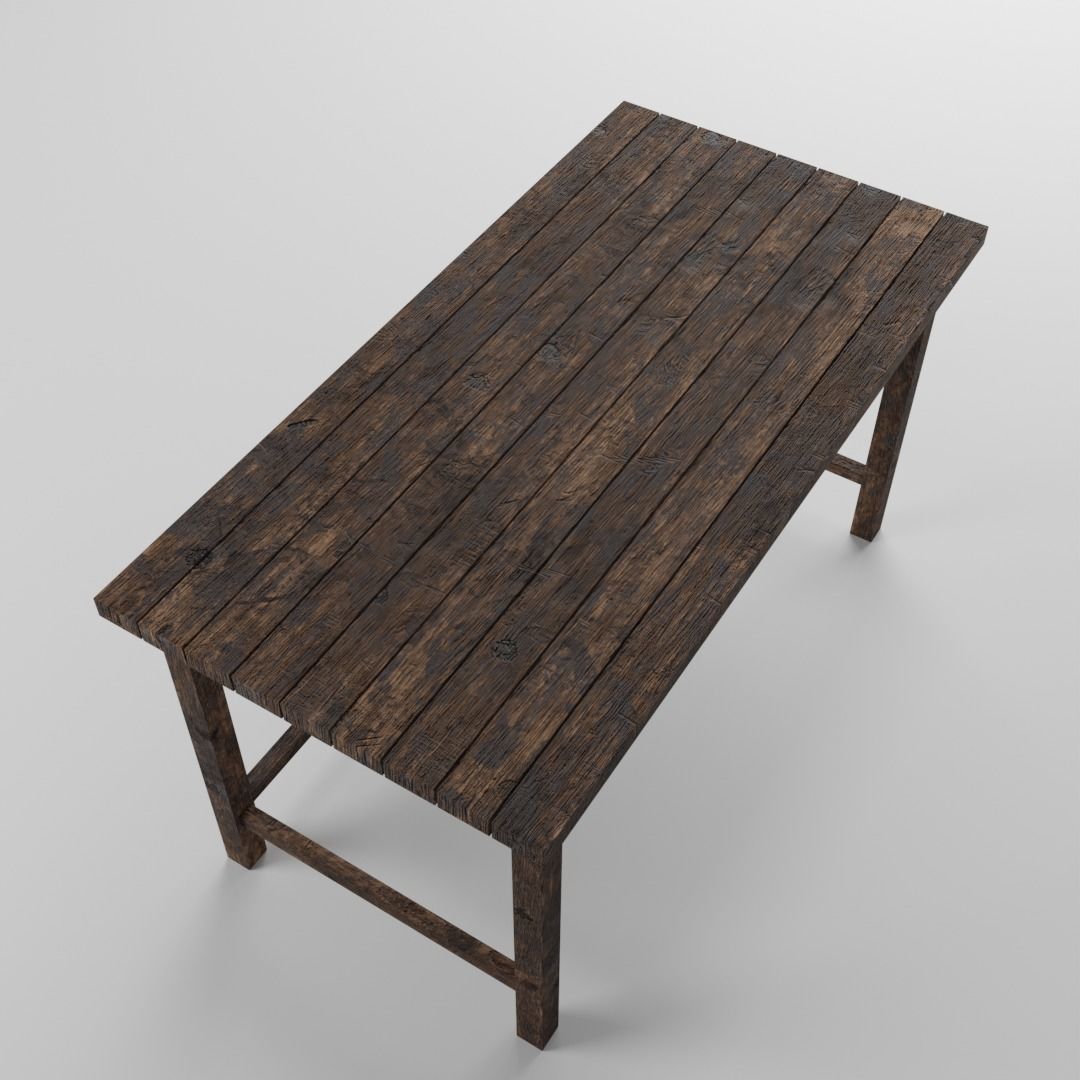 Old Table Low-poly 3D model_9