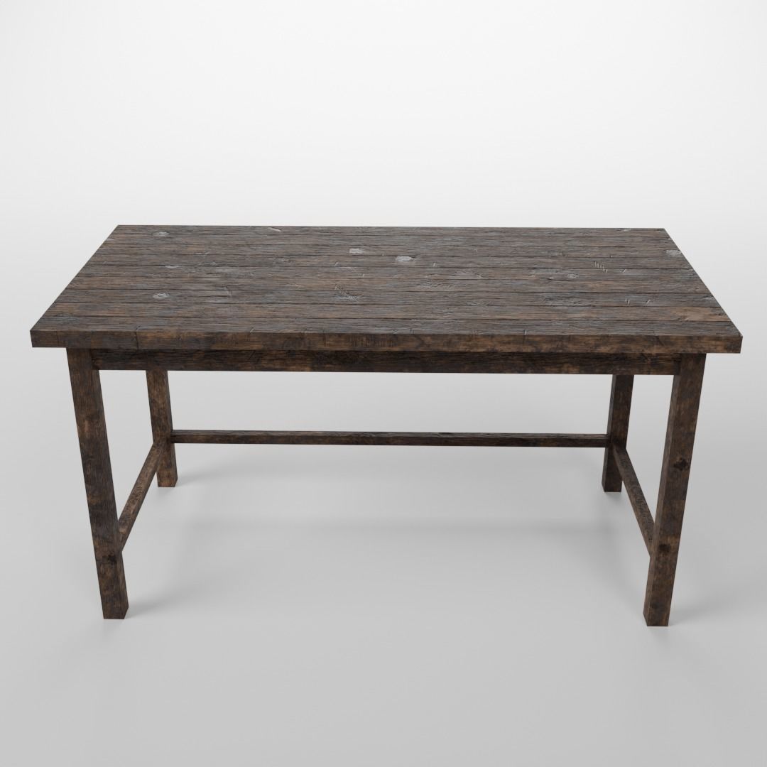 Old Table Low-poly 3D model_1