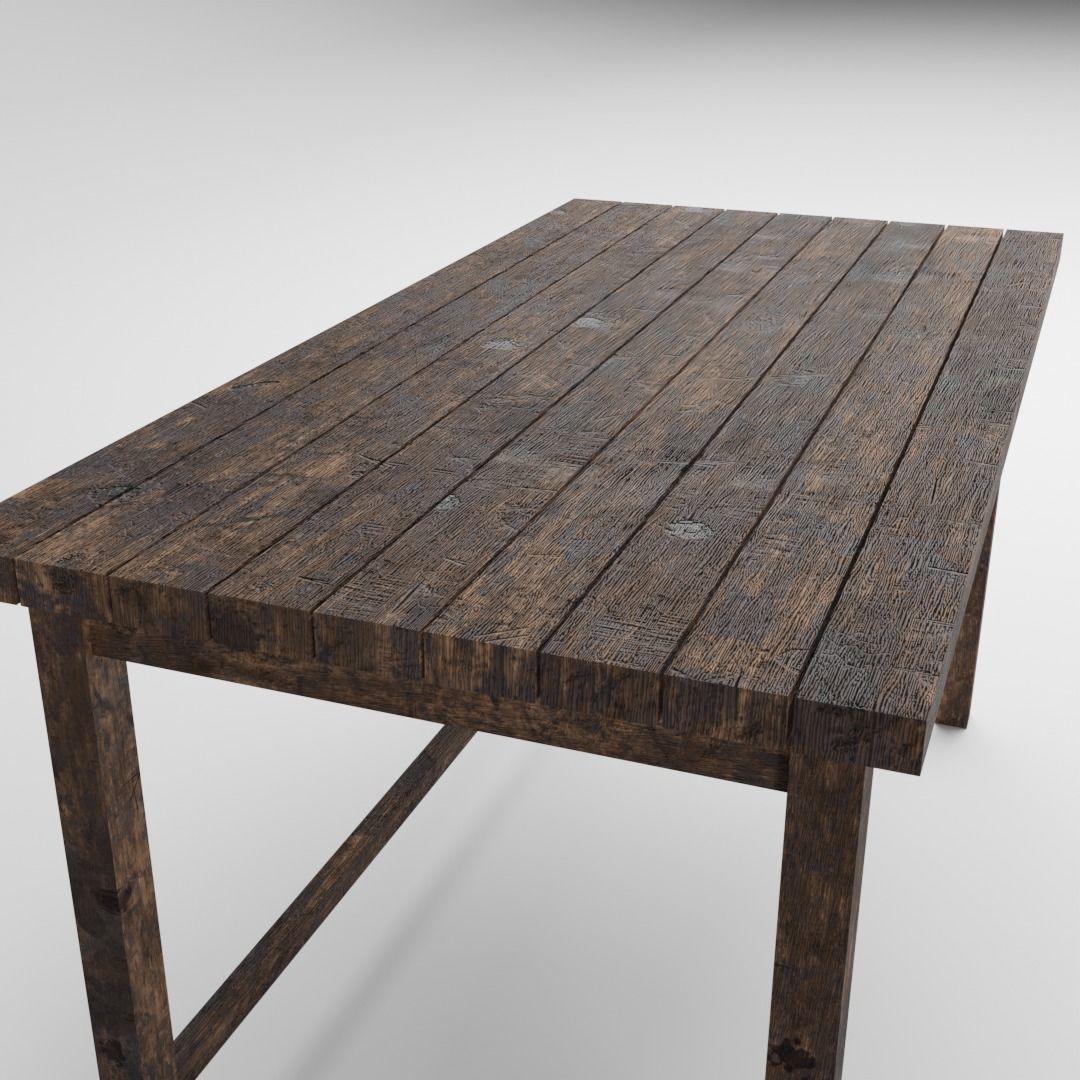 Old Table Low-poly 3D model_6