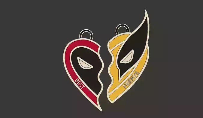 DEADPOOL WOLVERINE BEST FRIENDS PENDANT Free 3D print model