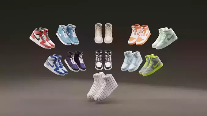 Air Jordan Nike shoes - Pack of 10 Low-poly 3D model