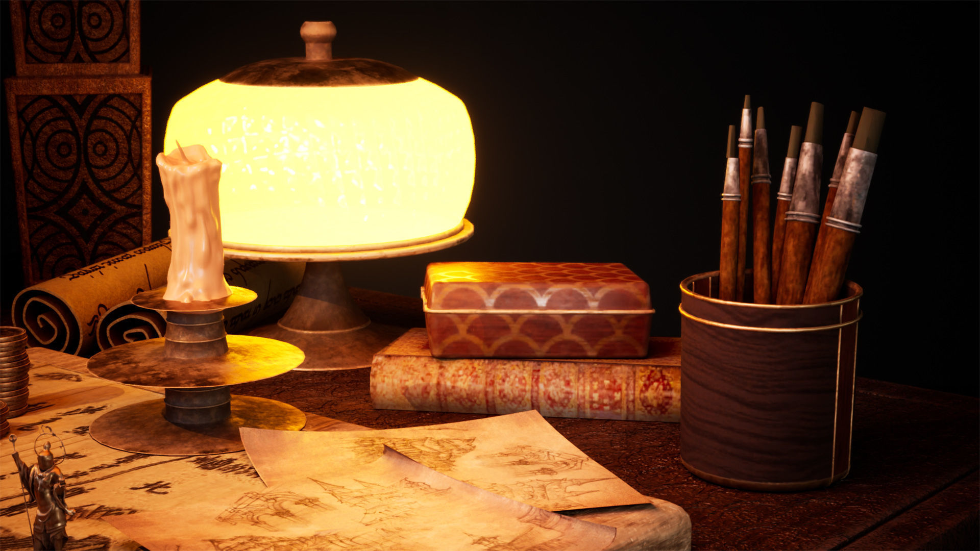 Chinese Study 33 Assets Low-poly 3D model_7