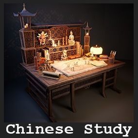 Chinese Study 33 Assets Low-poly 3D model_12
