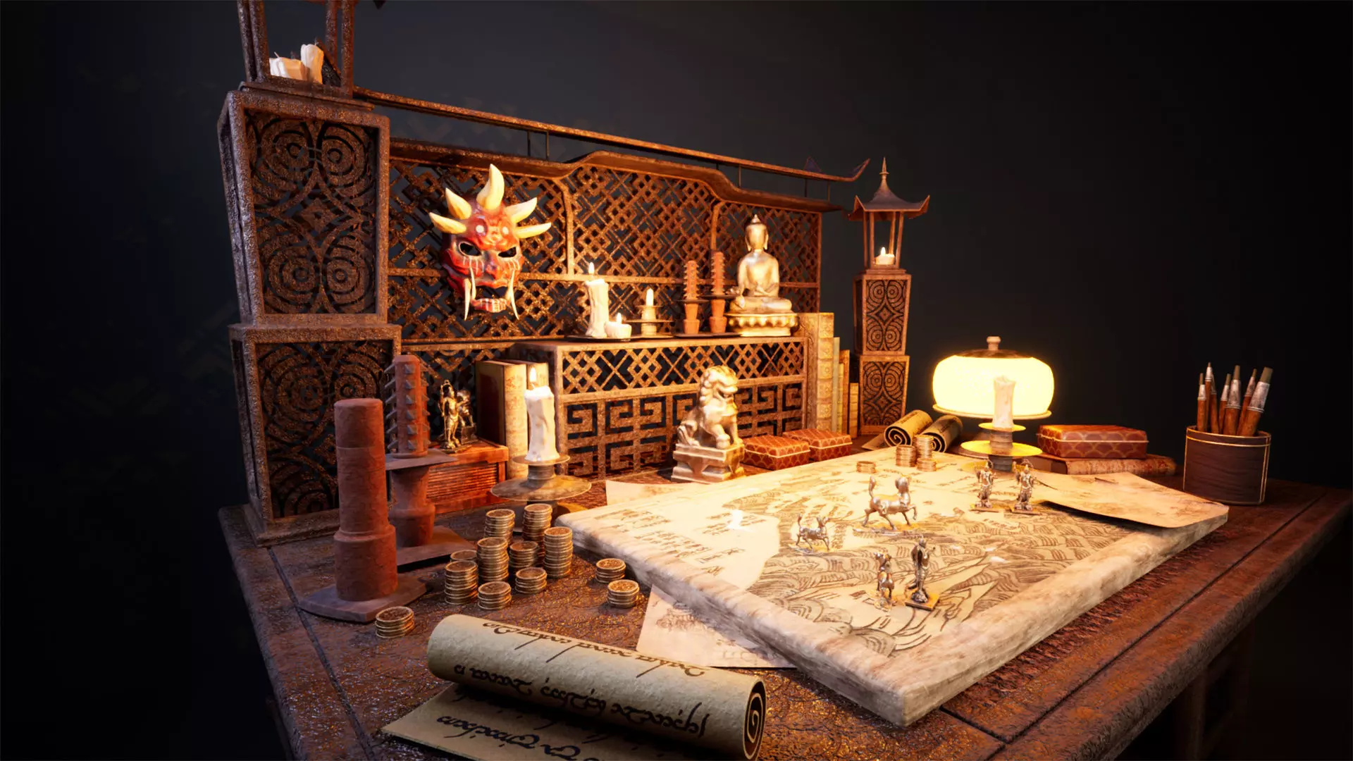 Chinese Study 33 Assets Low-poly 3D model_0