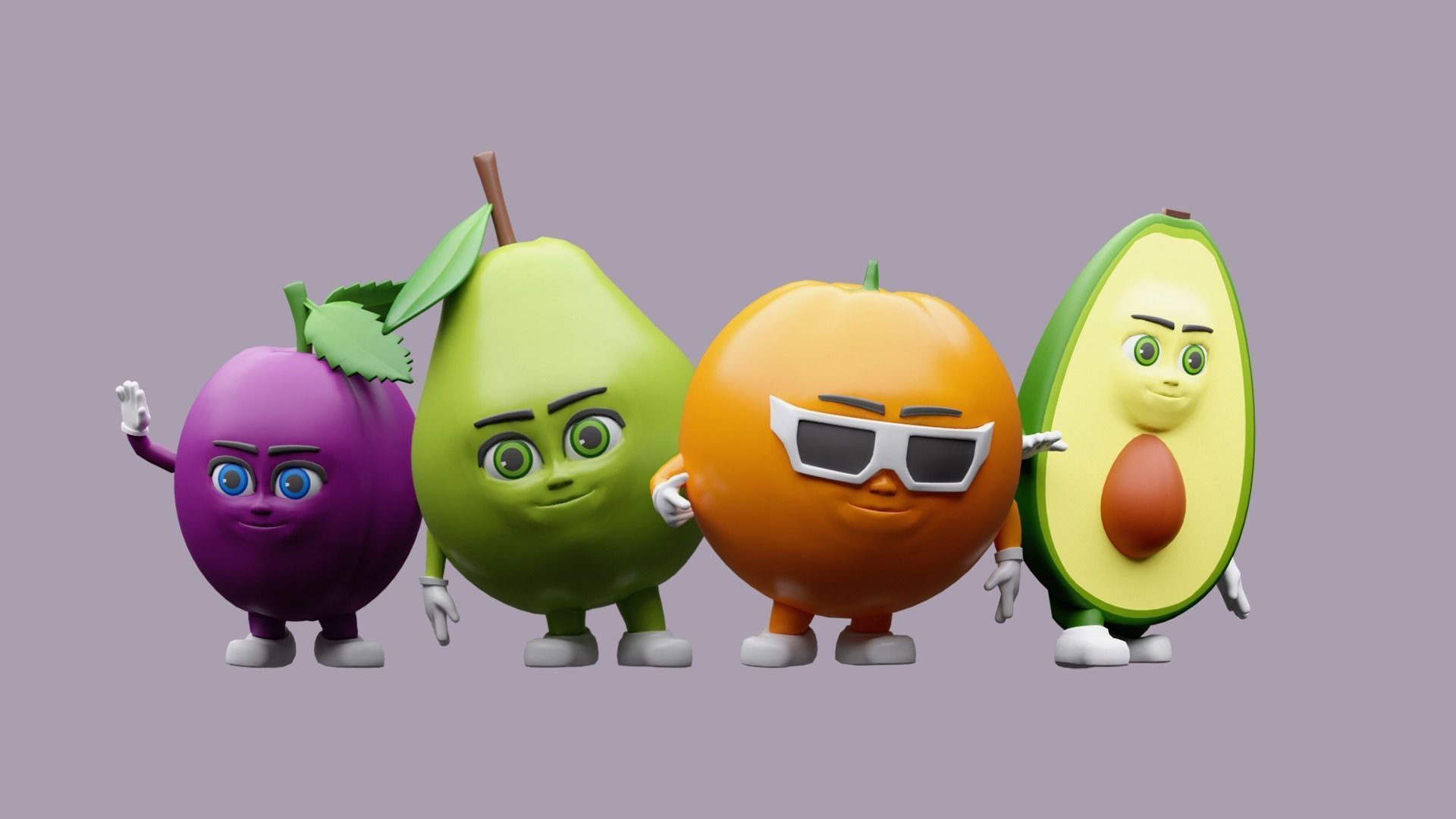 Cartoon character fruit  Low-poly 3D model_5