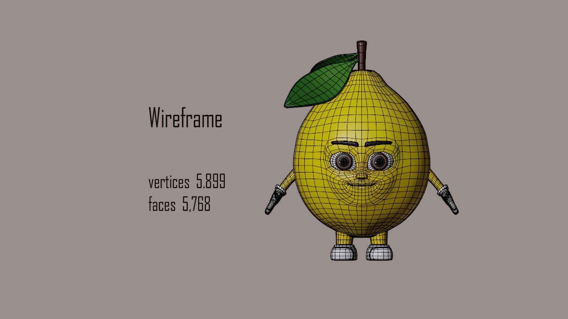 Cartoon character fruit  Low-poly 3D model_6