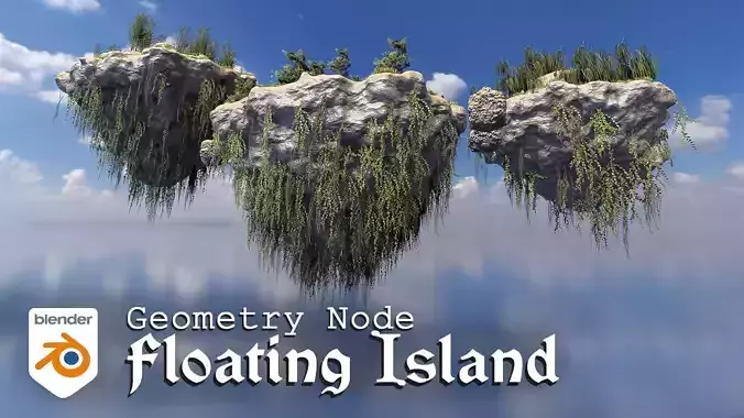 Floating Island Procedural - Geometry Node - Blender 3D model