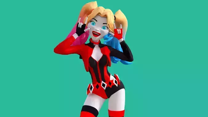 Cartoon Harley Quinn Modern   Low-poly 3D model