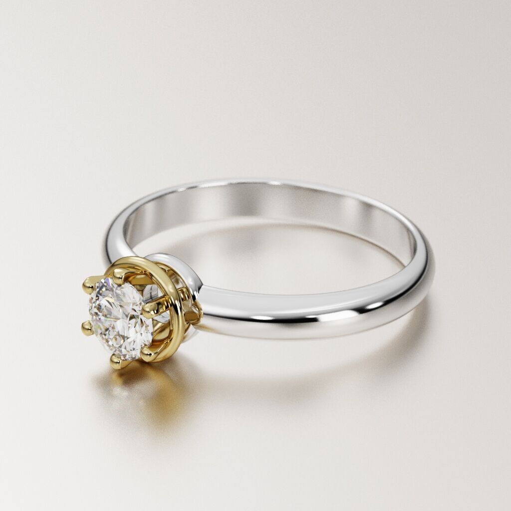 Solitaire diamond ring 3D print model_5