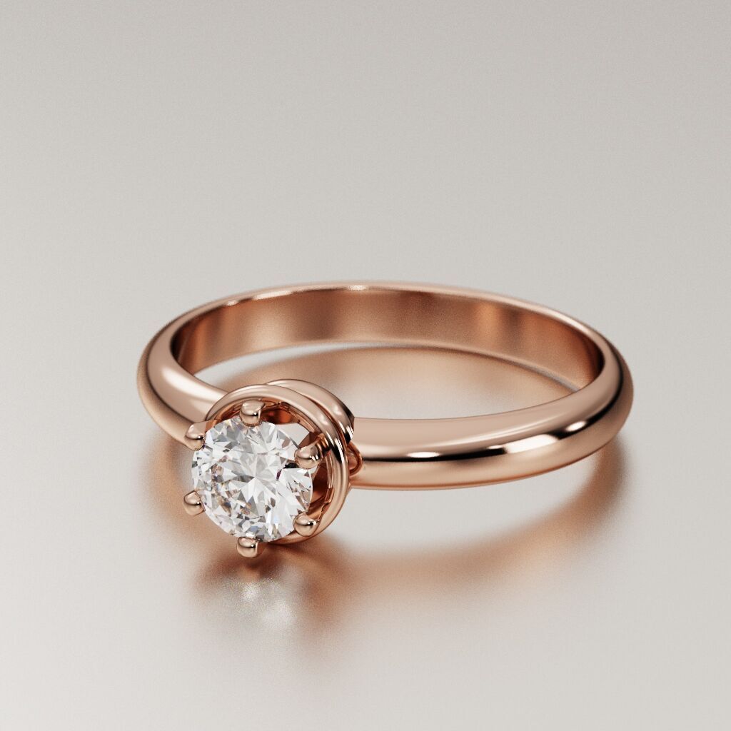 Solitaire diamond ring 3D print model_10