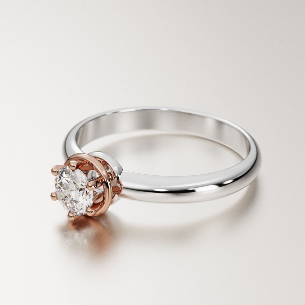 Solitaire diamond ring 3D print model_21