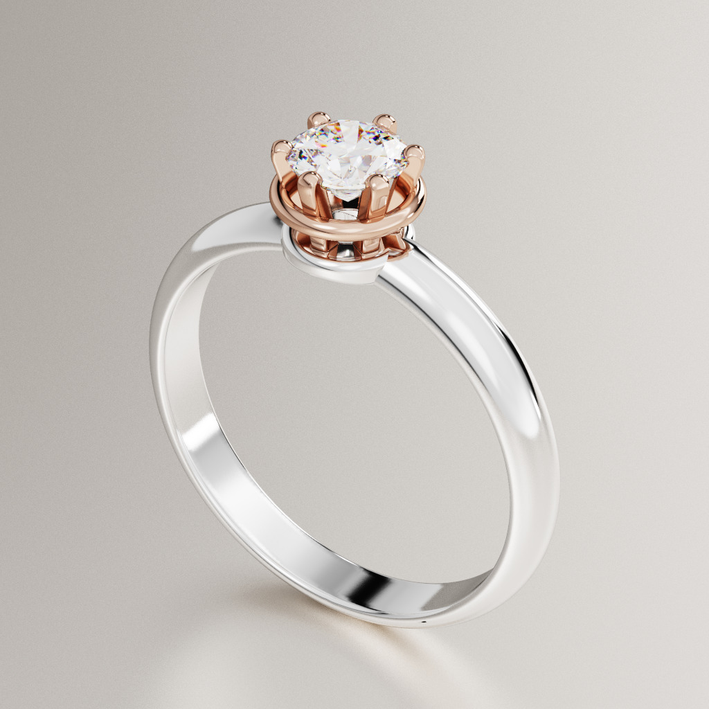 Solitaire diamond ring 3D print model_4