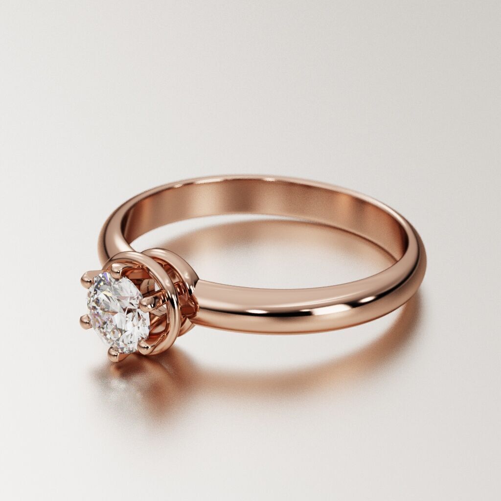 Solitaire diamond ring 3D print model_7