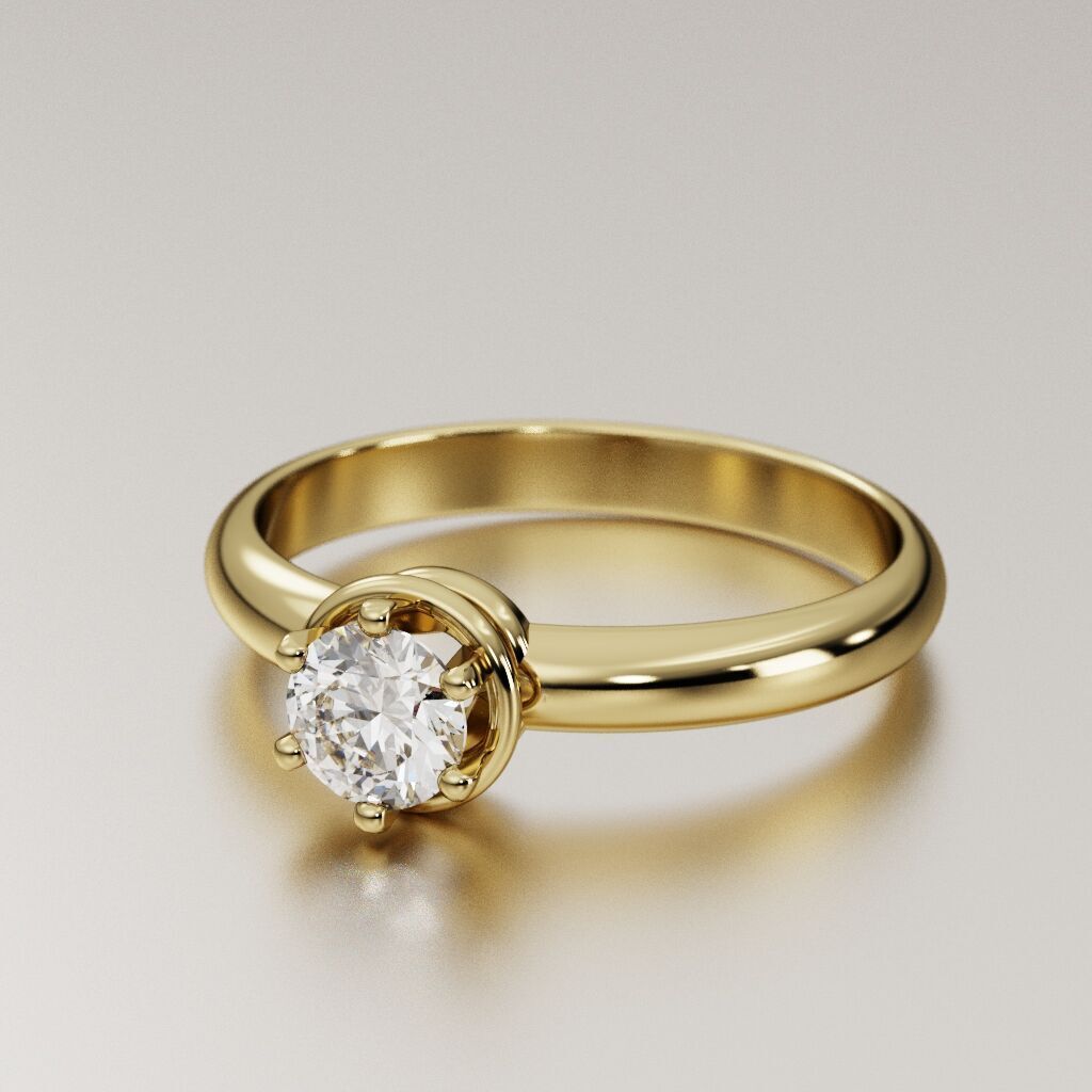 Solitaire diamond ring 3D print model_11