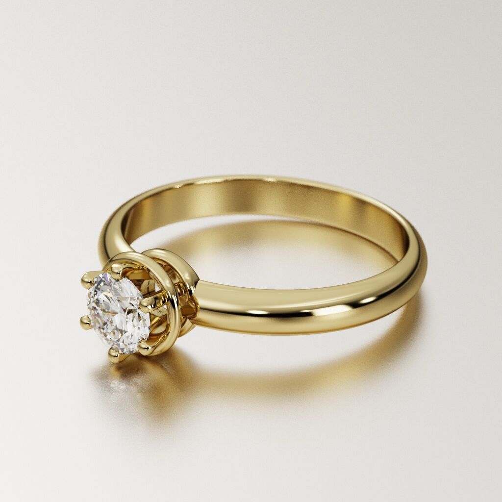 Solitaire diamond ring 3D print model_6