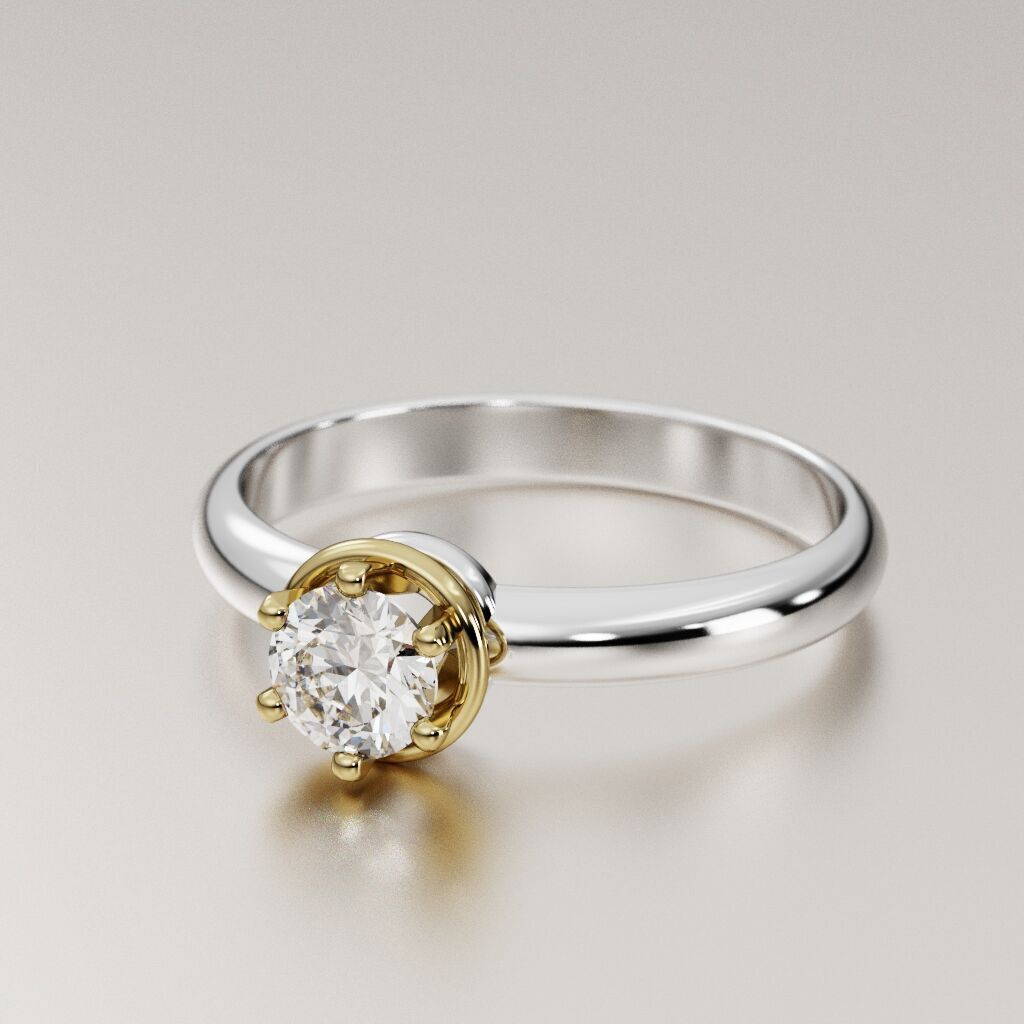 Solitaire diamond ring 3D print model_12